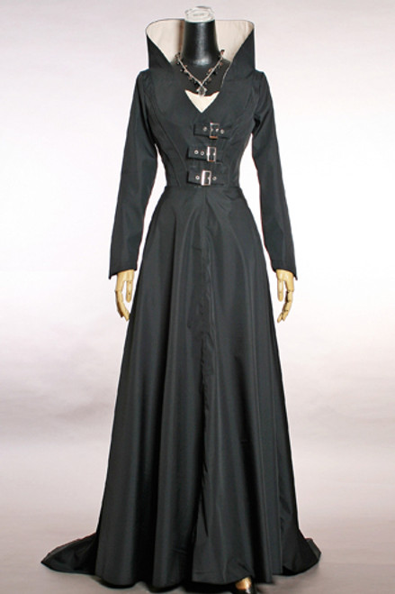 Elegant Dark Sorceress Micro Suede Long Gown