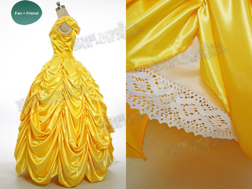 Disney Beauty and the Beast Cosplay Belle Costume Yellow Ball Gown ...