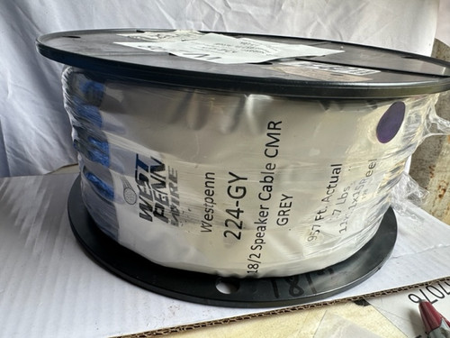 West Penn 224 18/2 Speaker Cable CMR Gray 950FT