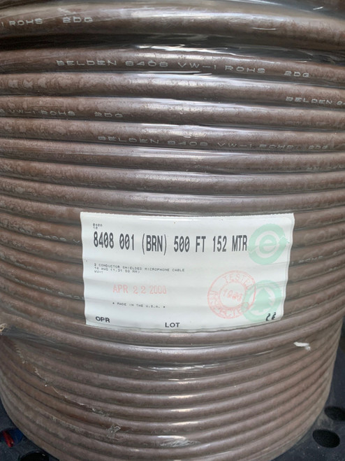 Belden 8408 Microphone Cable, 2 #16 EPDM BRD CSPE Brown, 500 FT