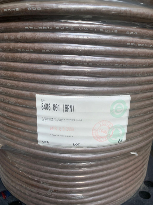 Belden 8408 Microphone Cable, 2 #16 EPDM BRD CSPE Brown, 250 FT