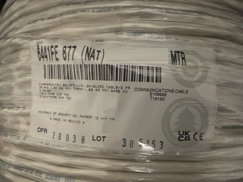 Belden 6441FE, 20-2 Pairs Overall Foil Shield Plenum Cable CMP 1x250ft