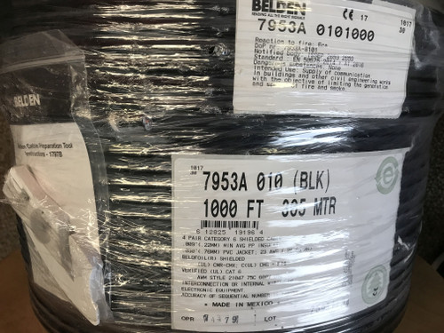 Belden 7953A Black Cat6 Shielded DataTuff EtherNet/IP CMR 1000 Feet