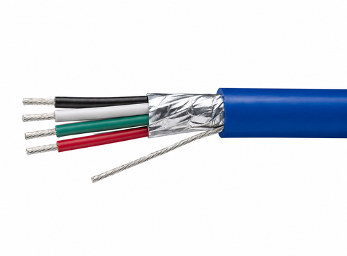 4 Conductors 22 AWG Stranded Overall Foil Shield FEP/FEP Blue Jacket 1000FT