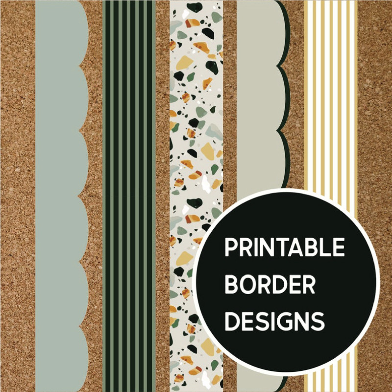 modern terrazzo bulletin board border bundle – printable pdf