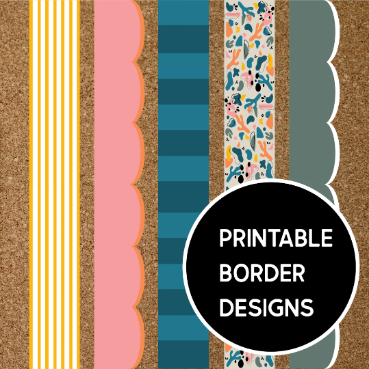 Retro brights bulletin board border bundle - printable pdf