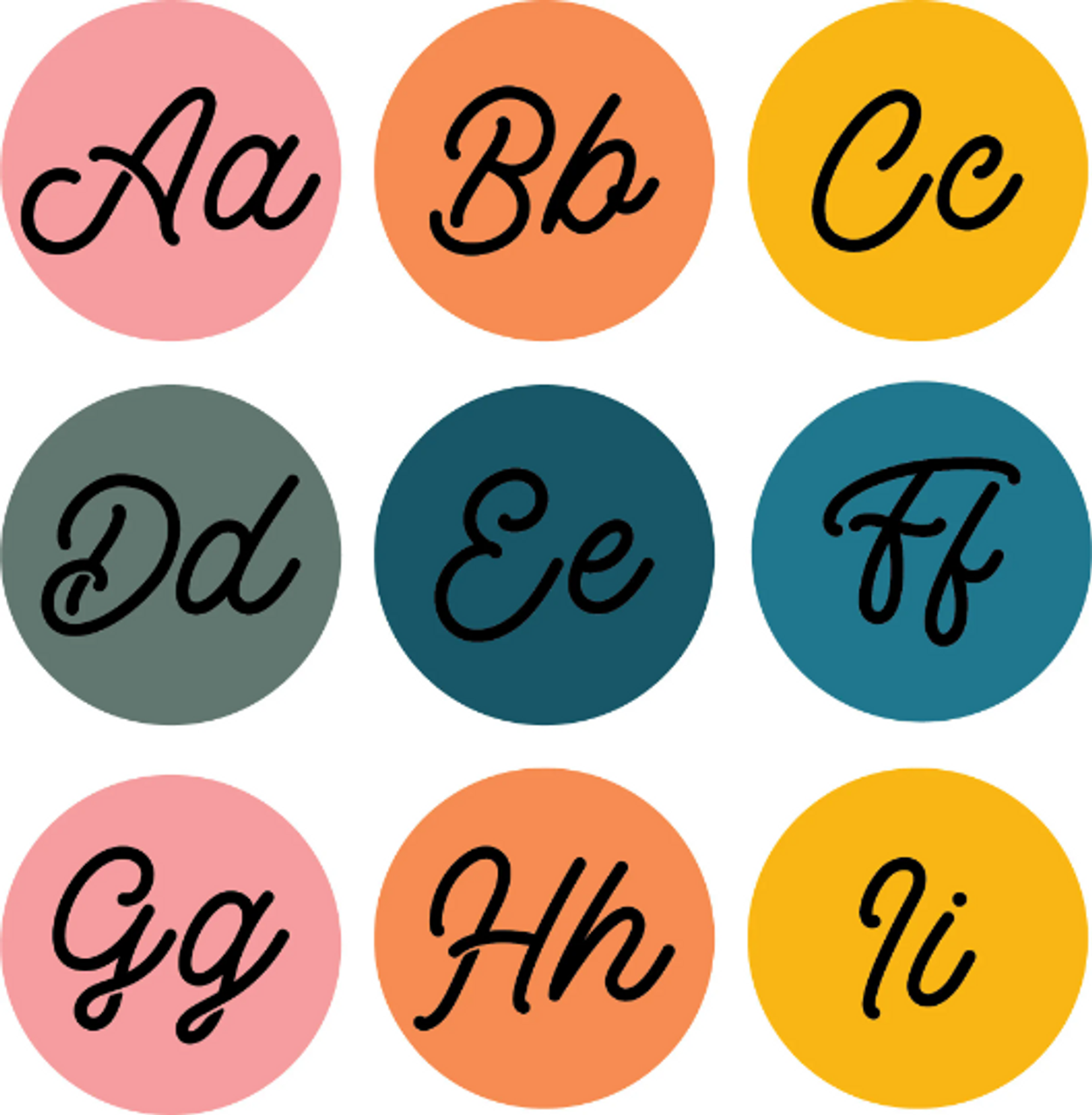 Retro Brights Cursive Alphabet Posters - Printable PDF retro-brights-cursive-alphabet-posters-printable-pdf