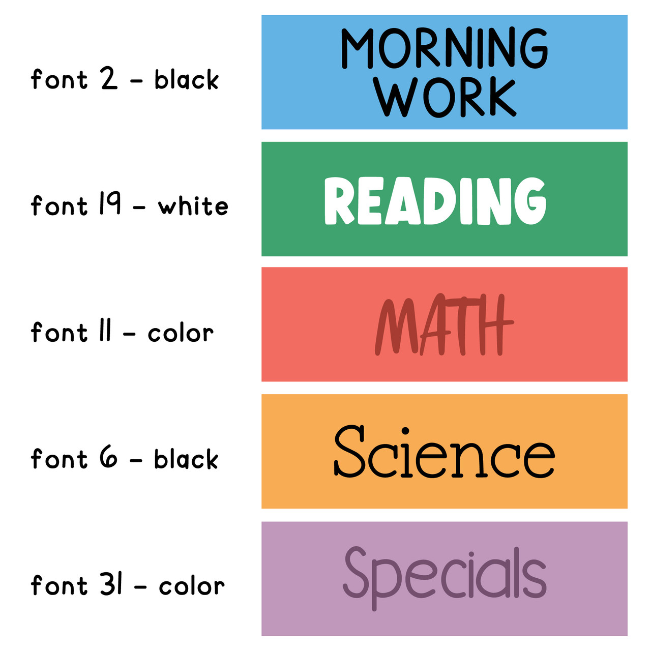 Classroom Subject Clings