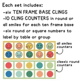 What's in the Reimagines Ready Ten Frame Teams set: six ten frames, counters, and number labels