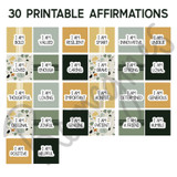 30 square printable I am affirmations in Modern Terrazzo colors