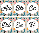 Retro Brights full-page cursive alphabet posters Aa to Ff