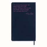 Back of a Talk to Me journal personalized with a Maya Angelou quote