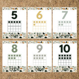 Modern Terrazzo number posters 5 to 10 with ten frames and number words
