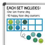 What's in the All Smiles ten frame set: one ten frame cling and 10 smiley face counters