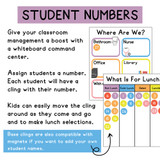 classroom lunch and location tracker whiteboard clings