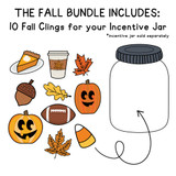 The 10 fall incentive clings beside an empty incentive jar cling, which is sold separately