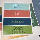 Happy Camper ELA, Math, Science, and Social Studies schedule clings on their backing sheet