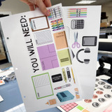 Pastel You Will Need school supply whiteboard clings stored on a Binder Ready sheet in a three-ring binder