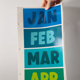 Blue and Green block calendar clings in use