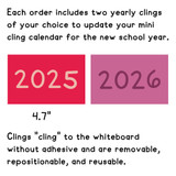 Two Pink and Purple year clings, 4.7 inches wide, for the mini calendar