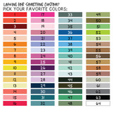 64-color chart with numbered swatches for custom whiteboard clings