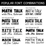 Varsity Stripes Math Talk whiteboard cling font and text color examples