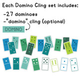 Blue and Green domino set: 27 domino clings and an optional Domino header