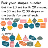 Retro Brights shape clings: the 2D set has 16 shapes and the 3D set has 12 shapes