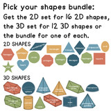 Happy Camper shape clings: the 2D set has 16 shapes and the 3D set has 12 shapes