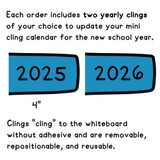 Two Blue and Green year clings, 4 inches wide, for the mini flair pen calendar