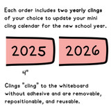 Two Pastel year clings, 4 inches wide, for the mini flair pen calendar