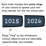 Two Varsity Stripes year clings, 4 inches wide, for the mini flair pen calendar