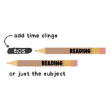 Earth Tones pencil schedule cling shown with a matching time cling or as the subject only