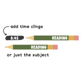 Tropical Botanical pencil schedule cling shown with a matching time cling or as the subject only