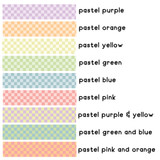 Pastel checkered whiteboard cling border color options, including two-color combinations