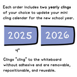 Two Bright Minds year clings, 4 inches wide, for the mini flair pen calendar