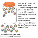 Retro Brights marble jar cling, 9 by 6 inches, with marbles and a 7-inch goal cling