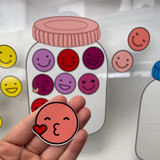 Close-up of Pink and Purple All Smiles incentive jar reward clings showing the smiley face details