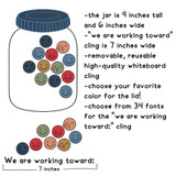 Varsity Stripes All Smiles incentive jar cling, 9 by 6 inches, with smiley faces and a 7-inch goal cling