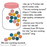 Retro Brights All Smiles incentive jar cling, 9 by 6 inches, with smiley faces and a 7-inch goal cling