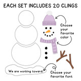 20 Build-a-Snowman Goal Tracker pieces including hat, scarf, snowballs, and accessories for classroom goal setting 20 Build-a-Snowman Goal Tracker pieces including hat, scarf, snowballs, and accessories for classroom goal setting