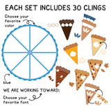 30-piece classroom goal tracker with pie slices, whipped cream, pecans, and decorative leaves