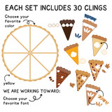 30-piece classroom goal tracker with pie slices, whipped cream, pecans, and decorative leaves