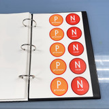Reimagines Ready Parts of Speech whiteboard clings stored on a Binder Ready sheet in a three-ring binder