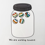 Reimagines Ready marble jar reward system clings on a classroom whiteboard