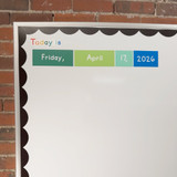 Reimagines Ready mini calendar and "Today is" clings on a classroom whiteboard