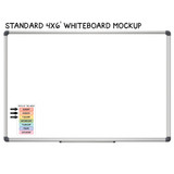 Bright Minds days of the week whiteboard clings and arrows shown to scale on a 4x6 foot whiteboard mockup