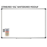 Varsity Stripes days of the week whiteboard clings and arrows shown to scale on a 4x6 foot whiteboard mockup