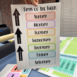 pastel days of the week whiteboard clings