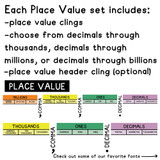 rainbow place value whiteboard clings
